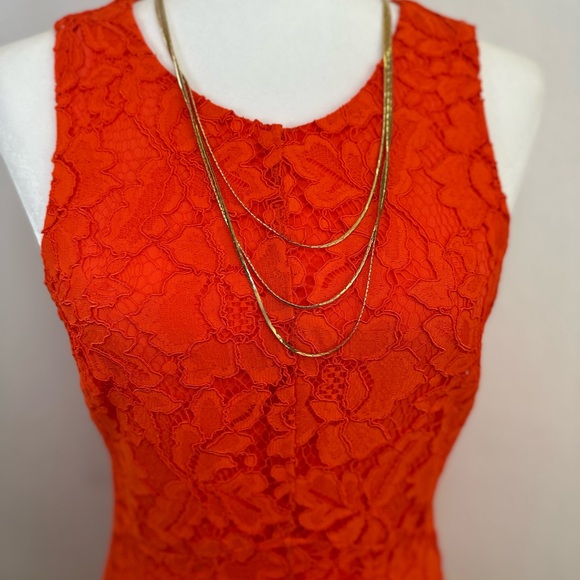 Classical Orange Lace Dress - Sandro Paris - Picture 6 of 17